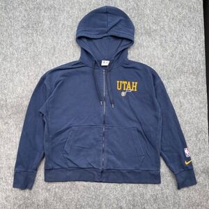 Nike NBA Utah Jazz Hoodie Mens 2XL Navy Blue 75th Anniversary Logo Full Zip